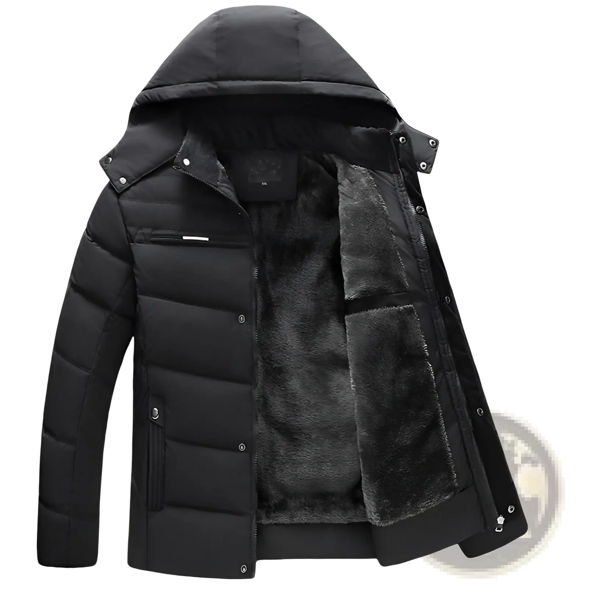 Hooded Quilted Winter Jacket with Plush Fleece Lining