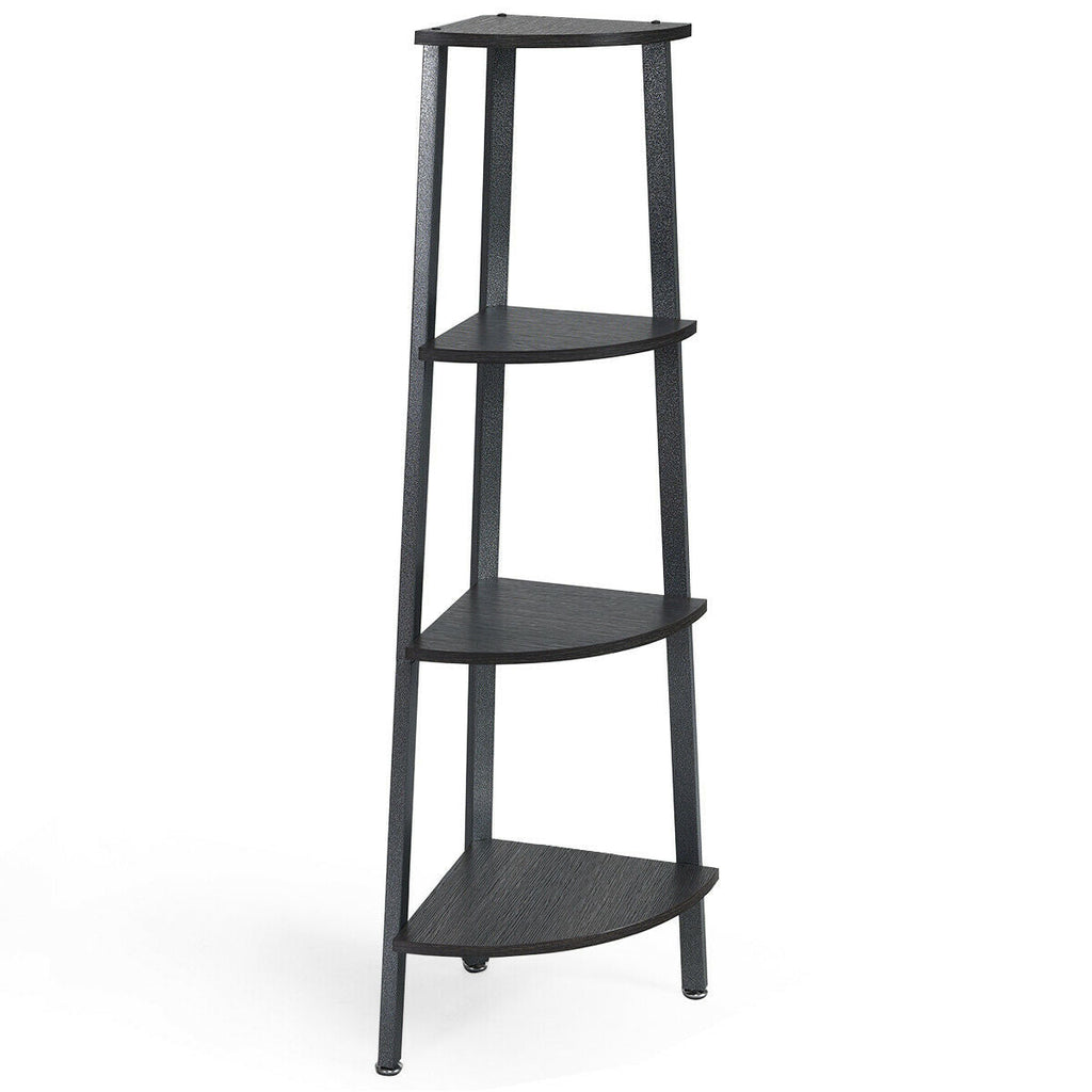 4-Tier Corner Shelf Metal Storage Rack Domestic Bookcase