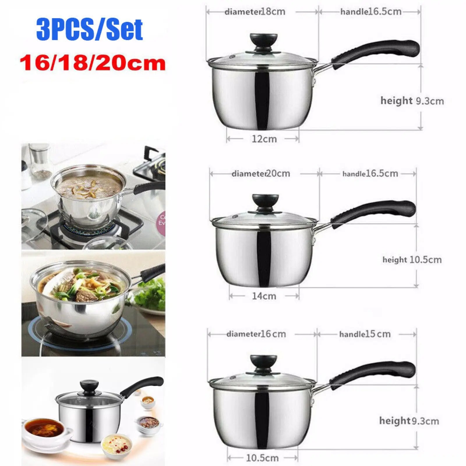 Induction Stainless Steel Cookware Set with Glass Lids