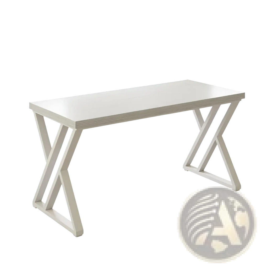 Industrial Writing Desk 55 Inch White Wood Table