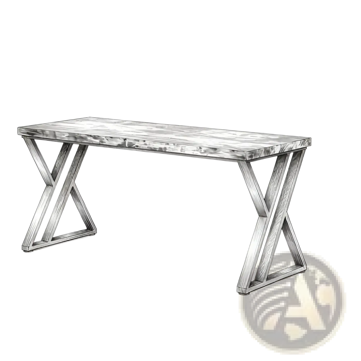 Industrial Writing Desk 55 Inch White Wood Table