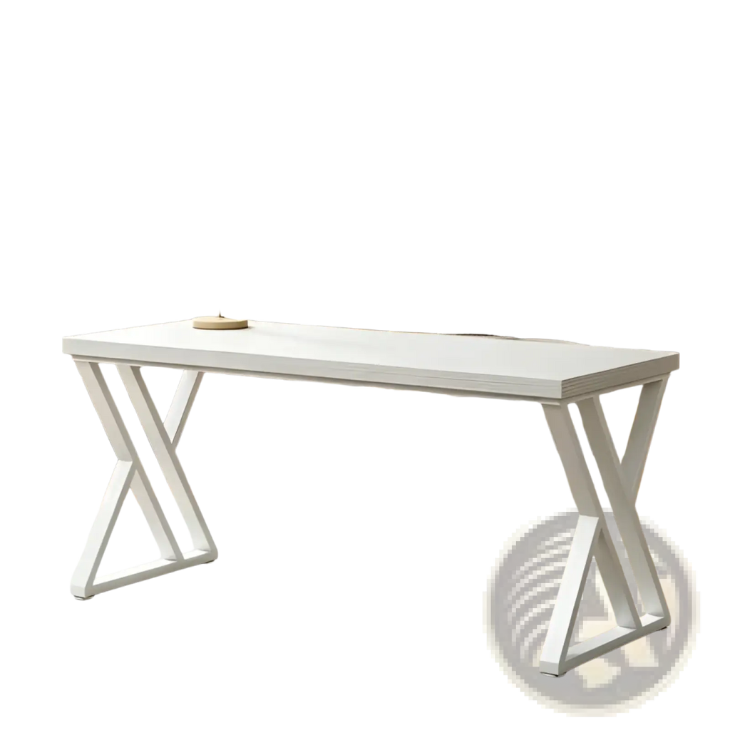 Industrial Writing Desk 55 Inch White Wood Table
