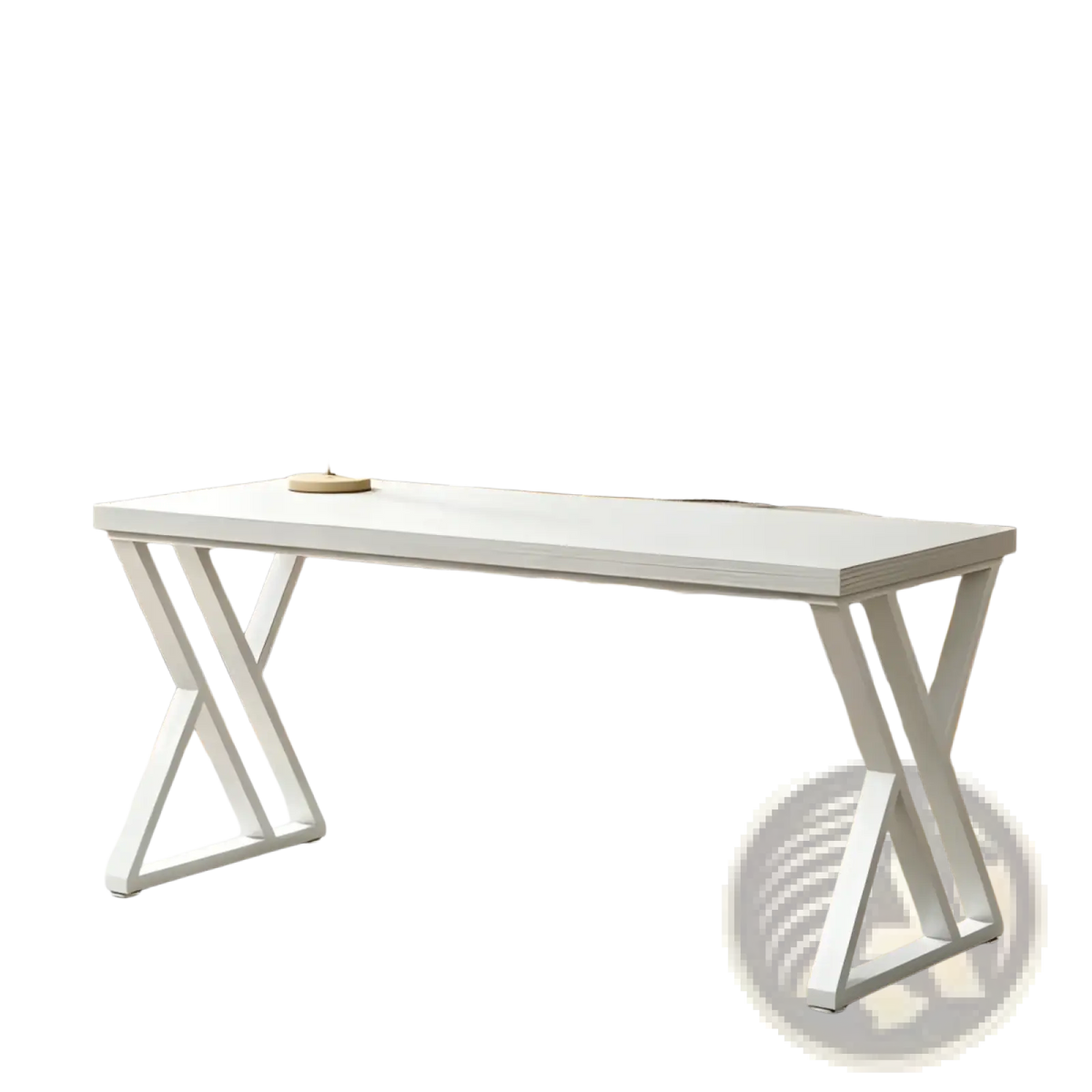 Industrial Writing Desk 55 Inch White Wood Table