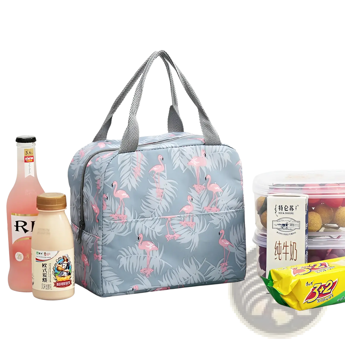 Insulated Waterproof Lunch Bag Striped Cactus Pattern