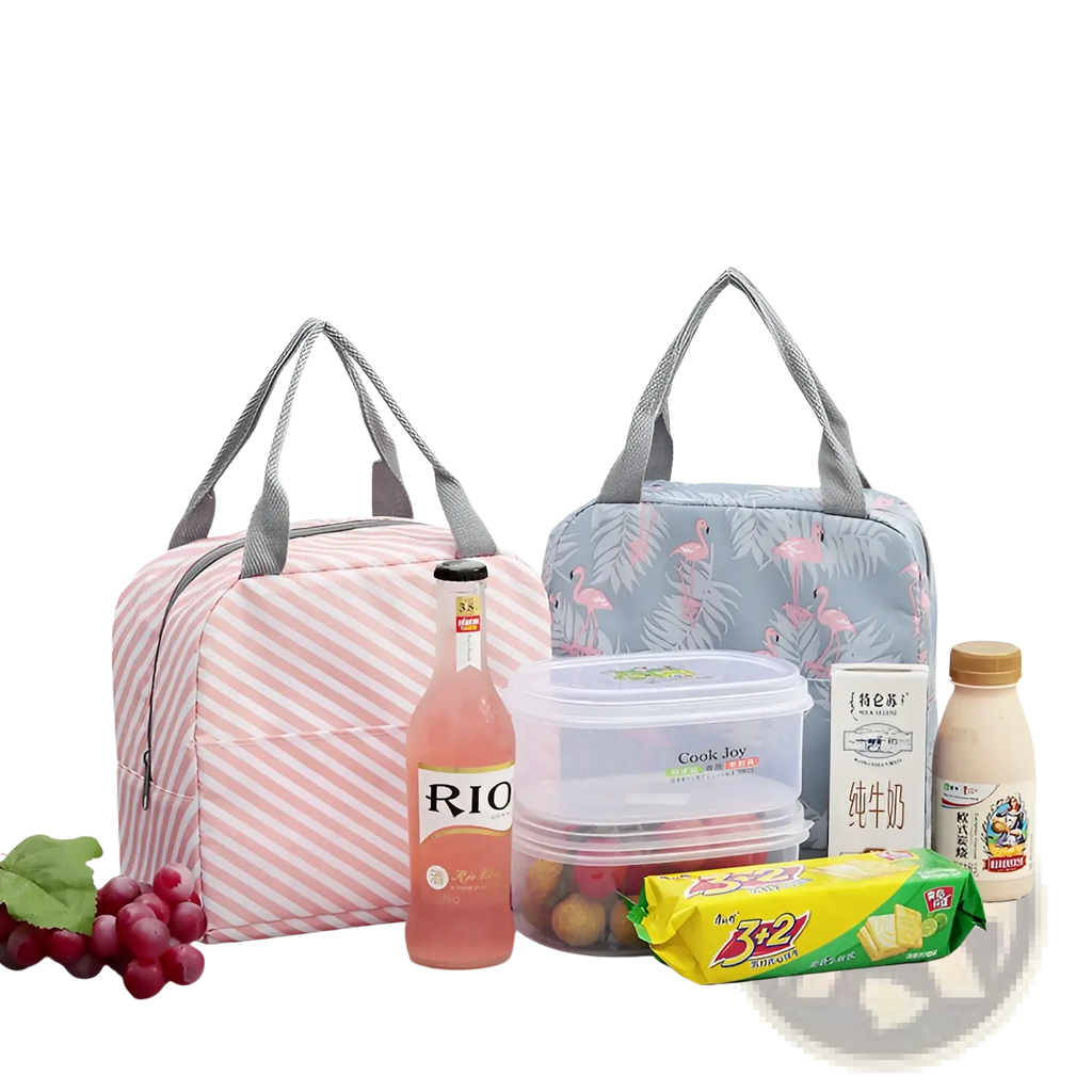 Insulated Waterproof Lunch Bag Striped Cactus Pattern