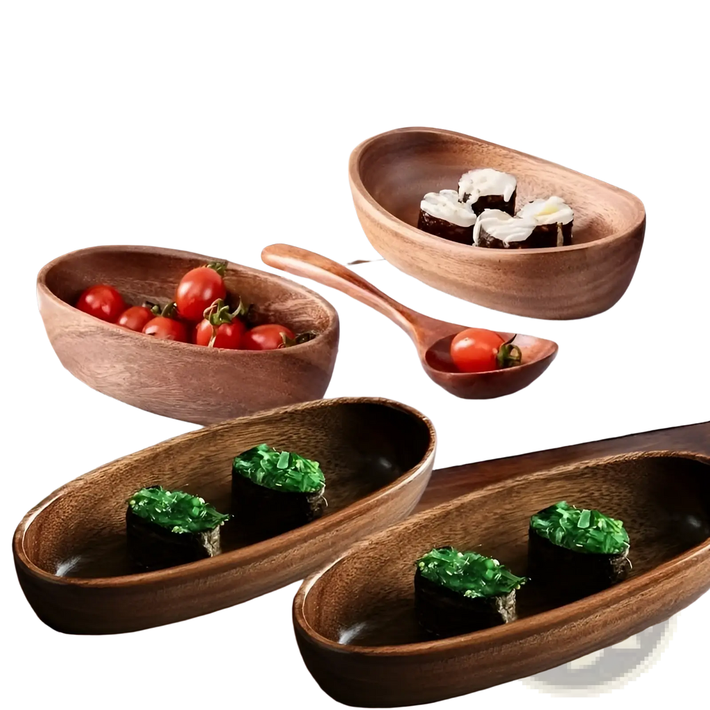 Japanese Sushi Platter Handcrafted Wooden Boat Set