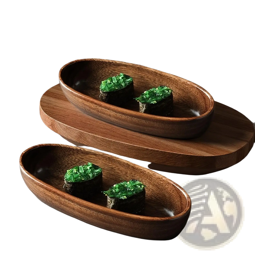 Japanese Sushi Platter Handcrafted Wooden Boat Set