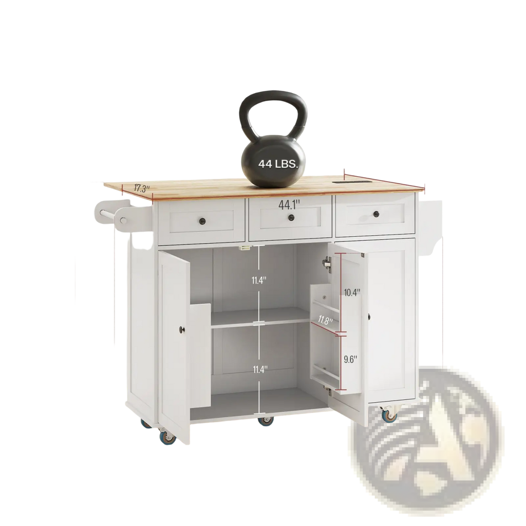 Kitchen Island with Drop Leaf and Charging Station