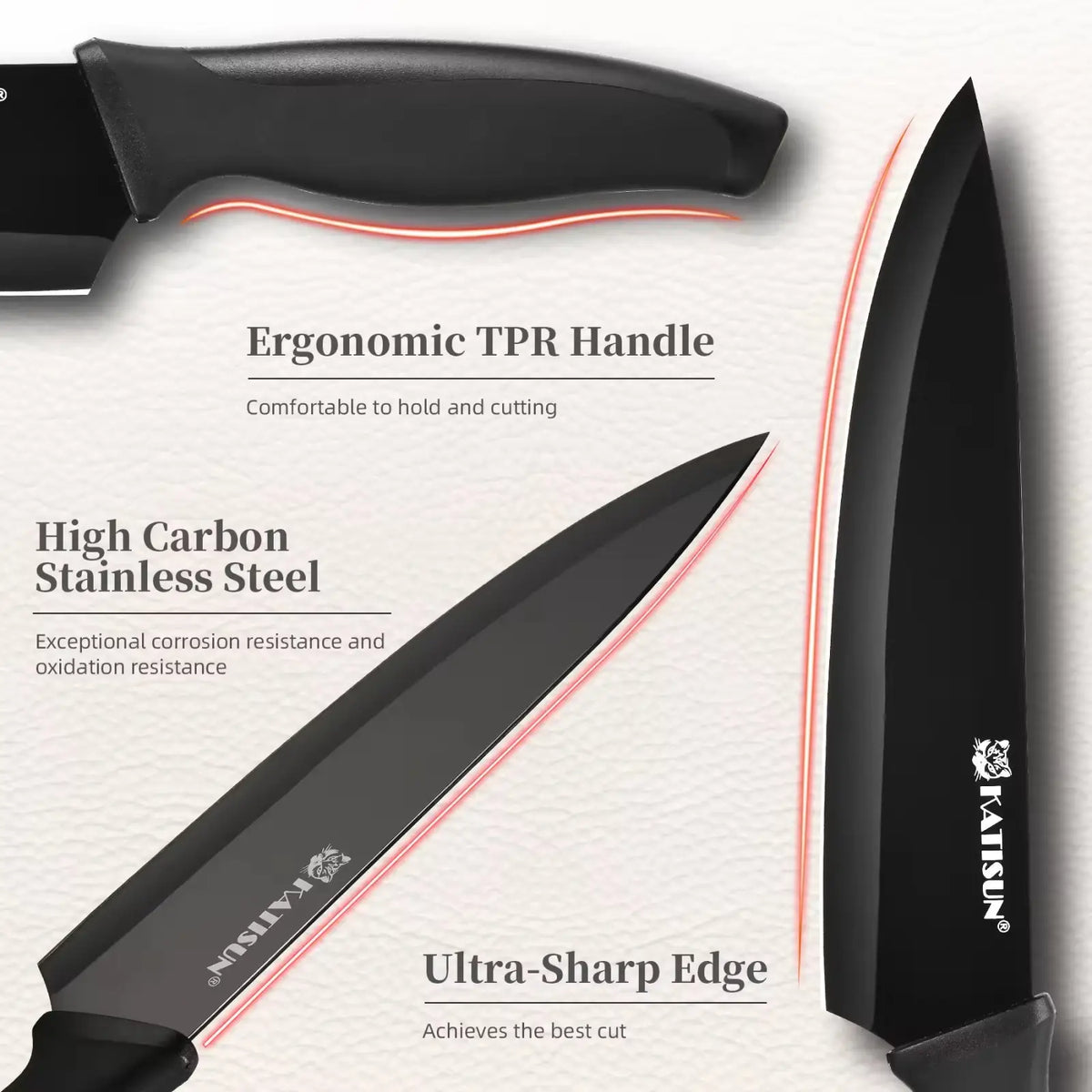 Kitchen Knife Set 15 Piece Carbon Steel with Sharpener