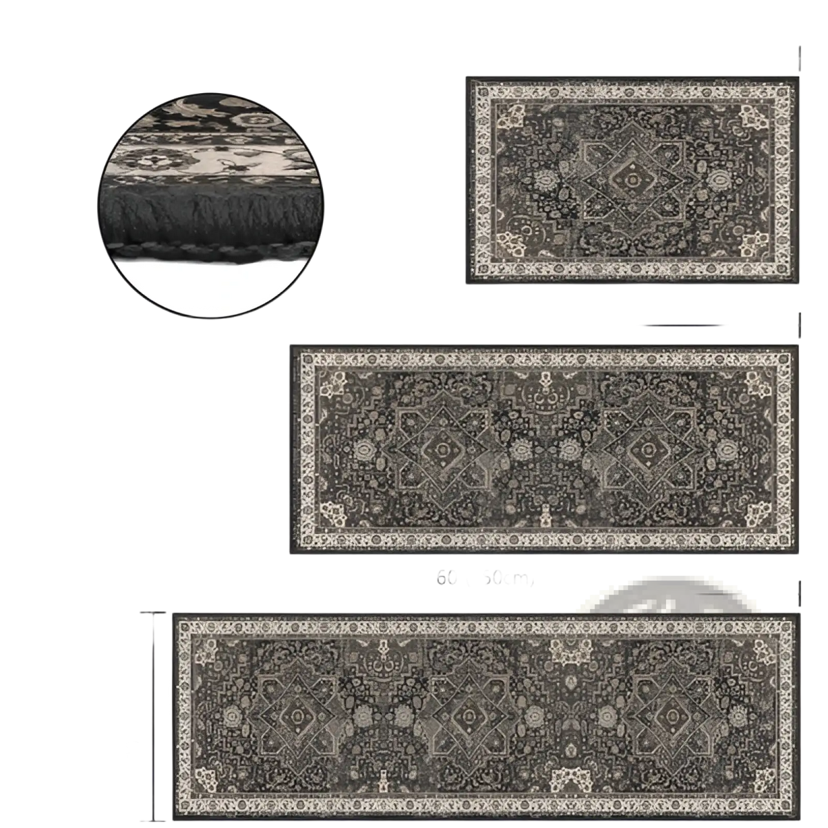 Kitchen Rug Sets 3 Piece Washable Boho Non Slip Runner