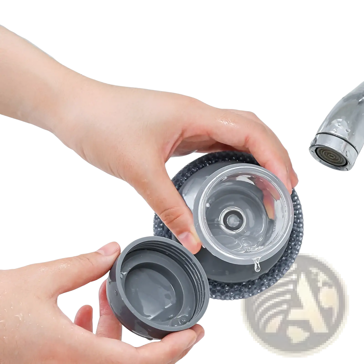 Kitchen Soap Dispensing Palm Brush and Scrubber Set