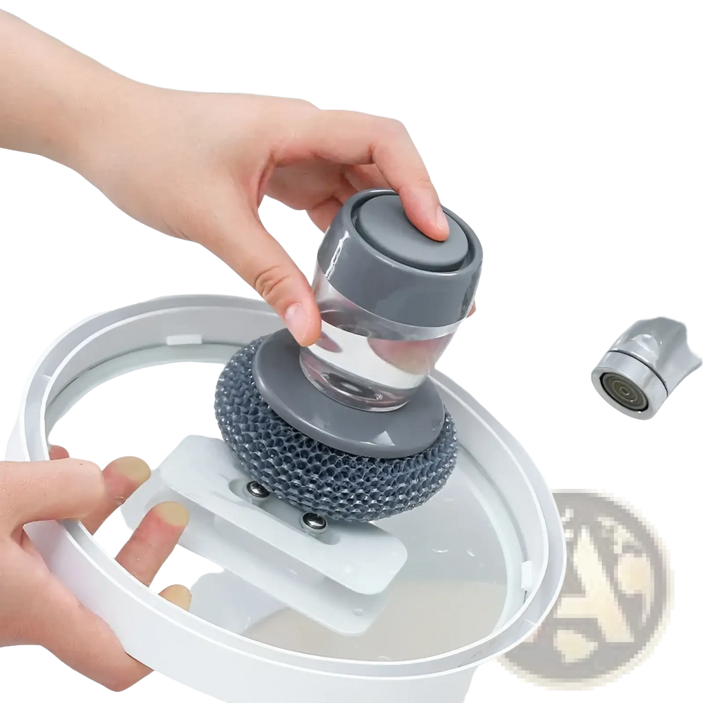 Kitchen Soap Dispensing Palm Brush and Scrubber Set