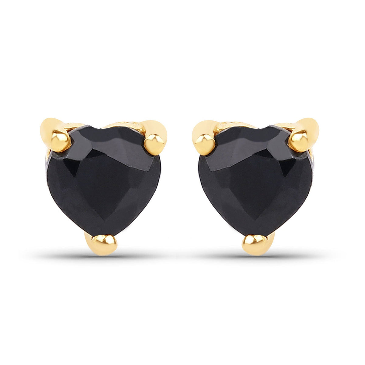 0.70 ct Genuine Black Sapphire 14K Yellow Gold Earrings