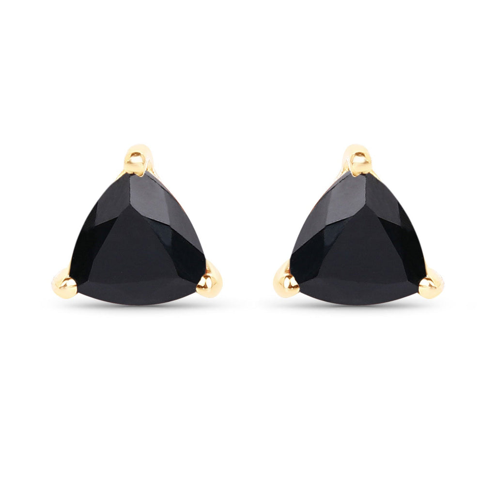0.70 ct Genuine Black Sapphire 14K Yellow Gold Earrings