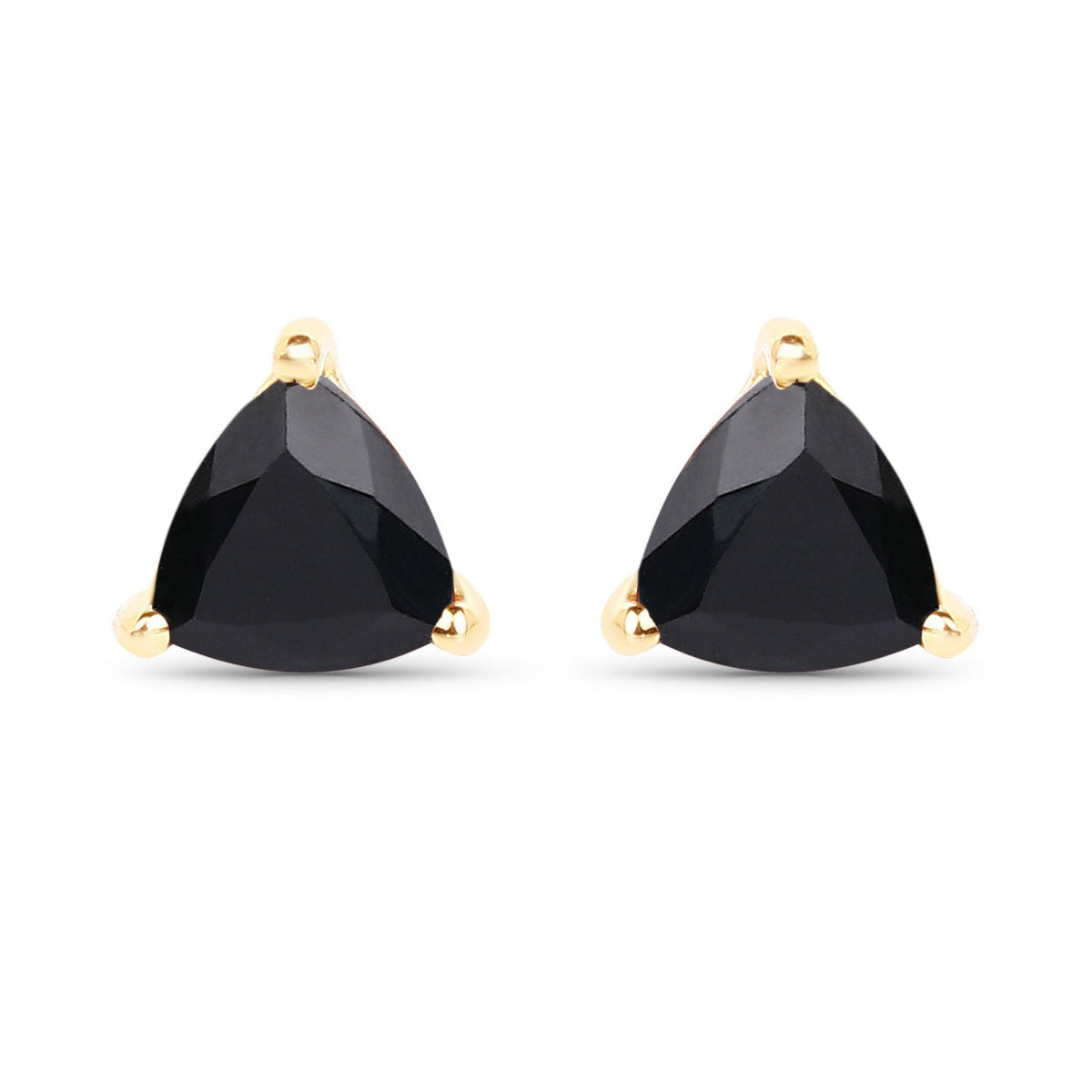 0.70 ct Genuine Black Sapphire 14K Yellow Gold Earrings