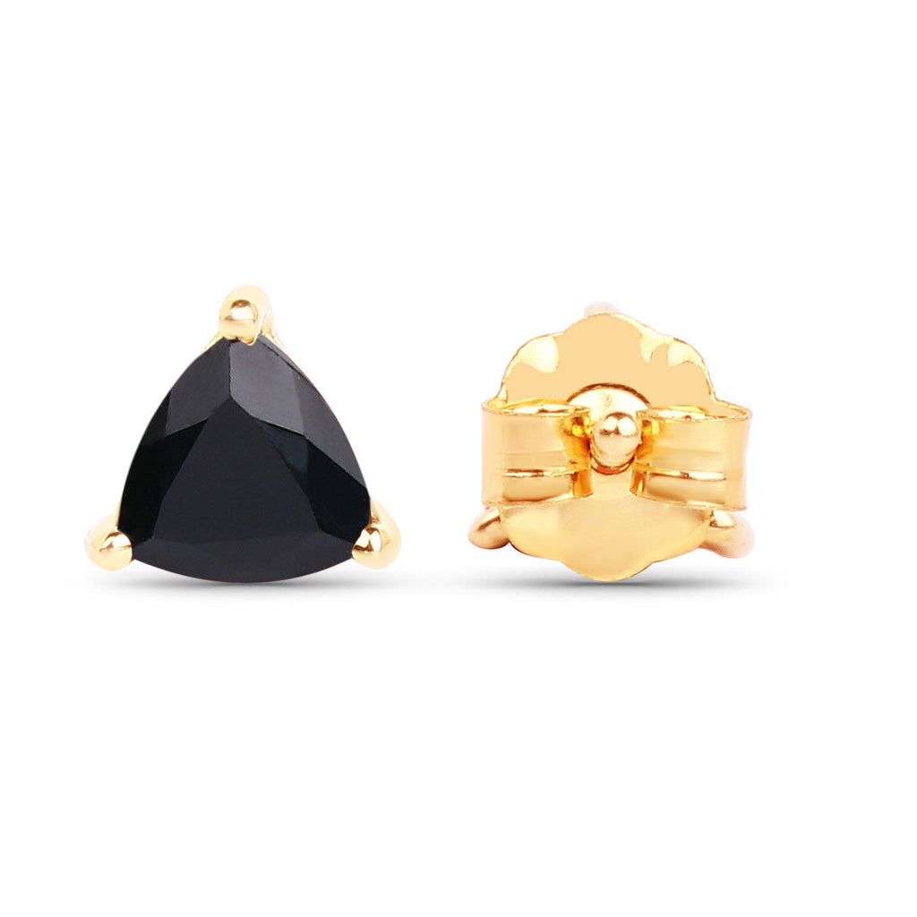 0.70 ct Genuine Black Sapphire 14K Yellow Gold Earrings