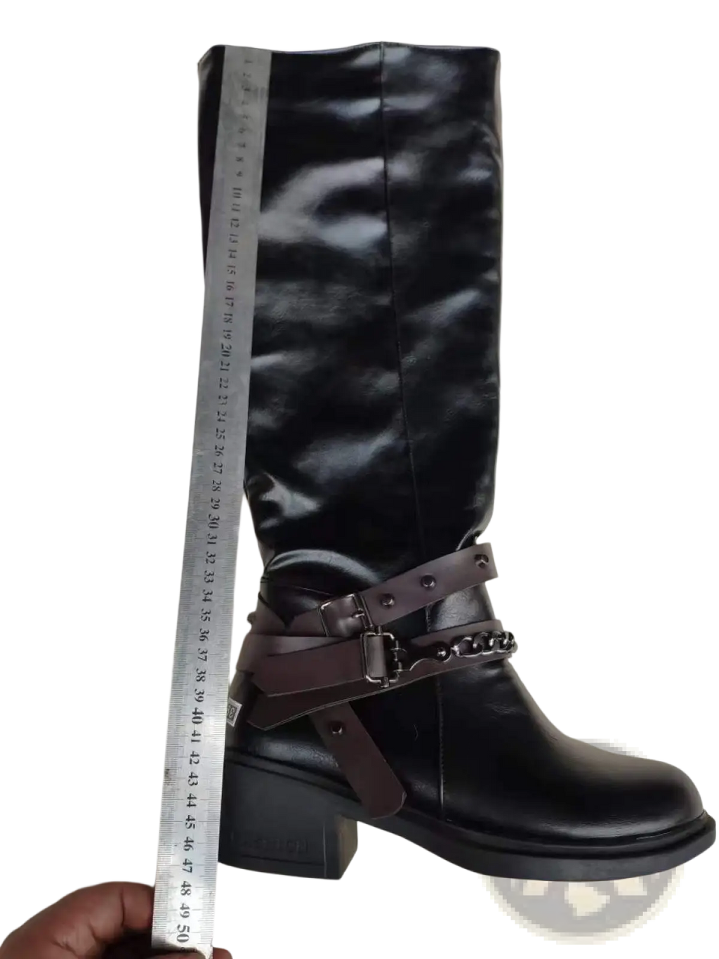 Knight Boots Women's Buckle Strap Chunky Heel Suede