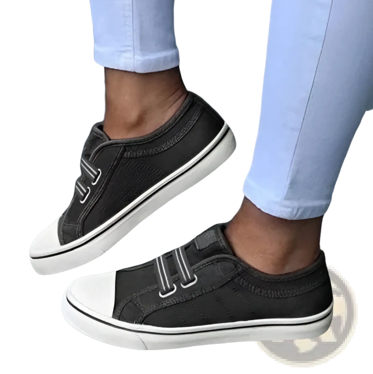 Laceless Canvas Sneakers Striped Slip on Loafers