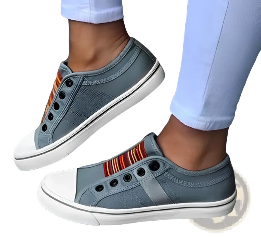 Laceless Canvas Sneakers Striped Slip on Loafers