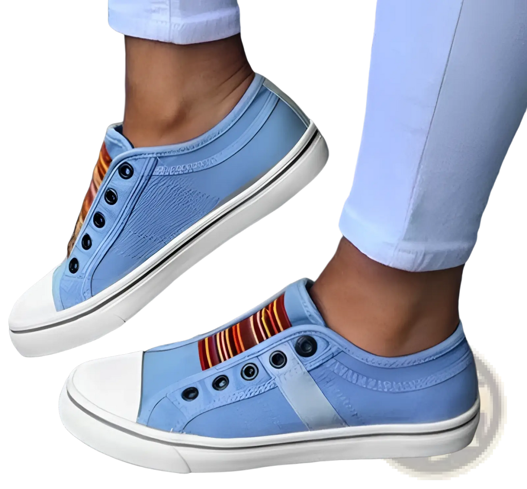 Laceless Canvas Sneakers Striped Slip on Loafers