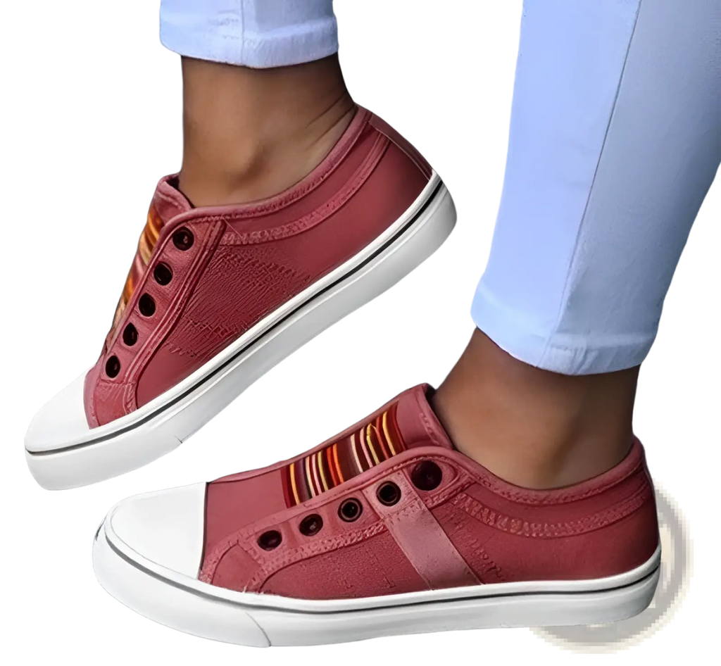 Laceless Canvas Sneakers Striped Slip on Loafers