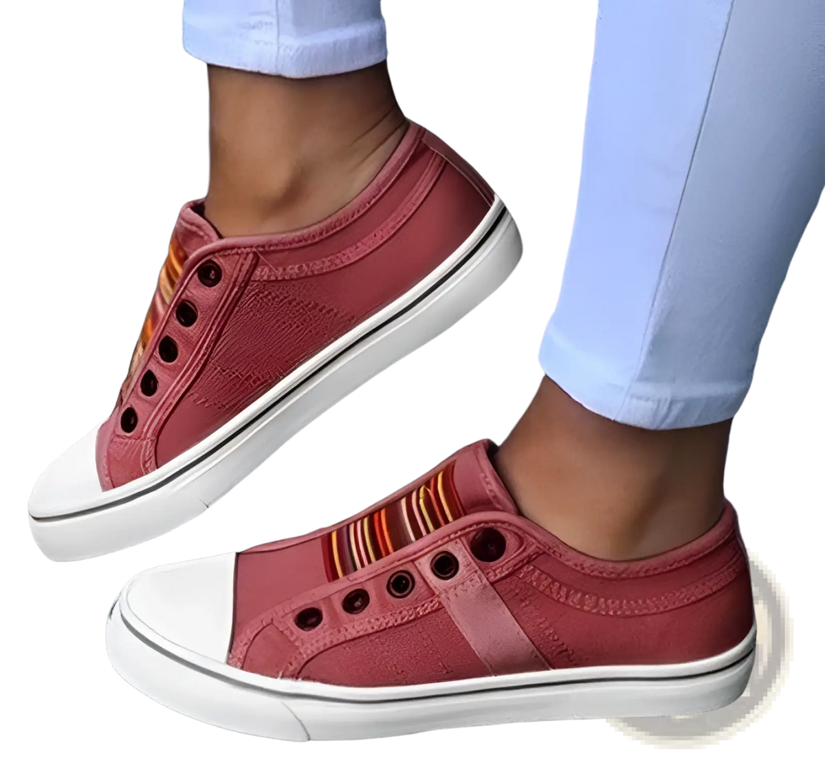 Laceless Canvas Sneakers Striped Slip on Loafers