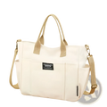 Large Capacity Canvas Commuter Tote with Leather Straps