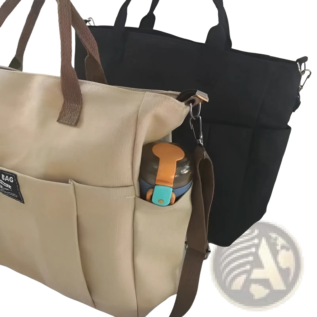 Large Capacity Canvas Commuter Tote with Leather Straps