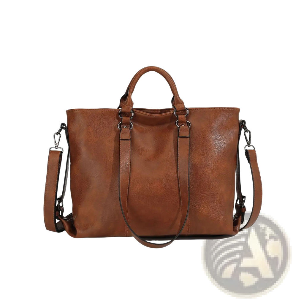 Large Capacity Leather Tote Bag with Shoulder Strap