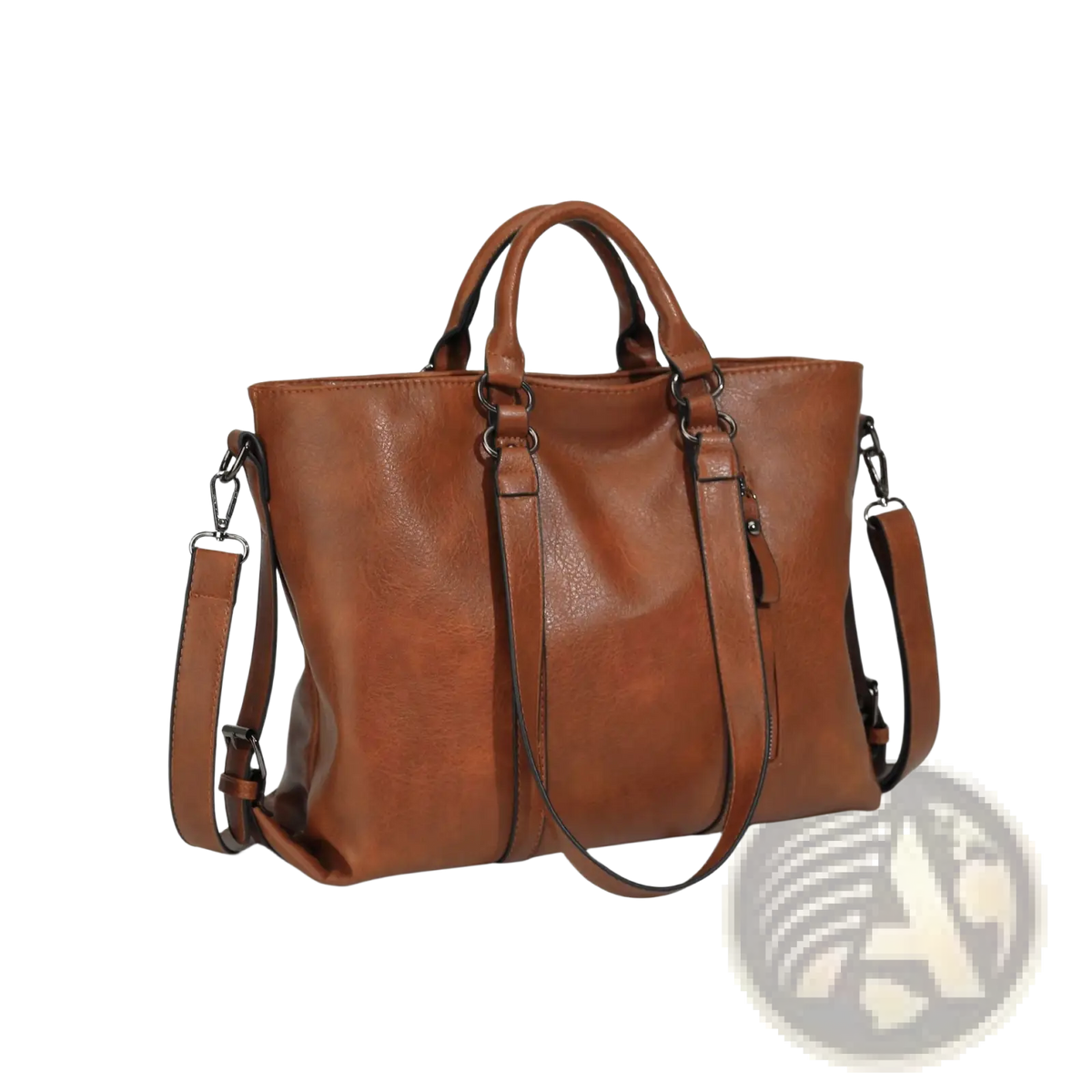 Large Capacity Leather Tote Bag with Shoulder Strap