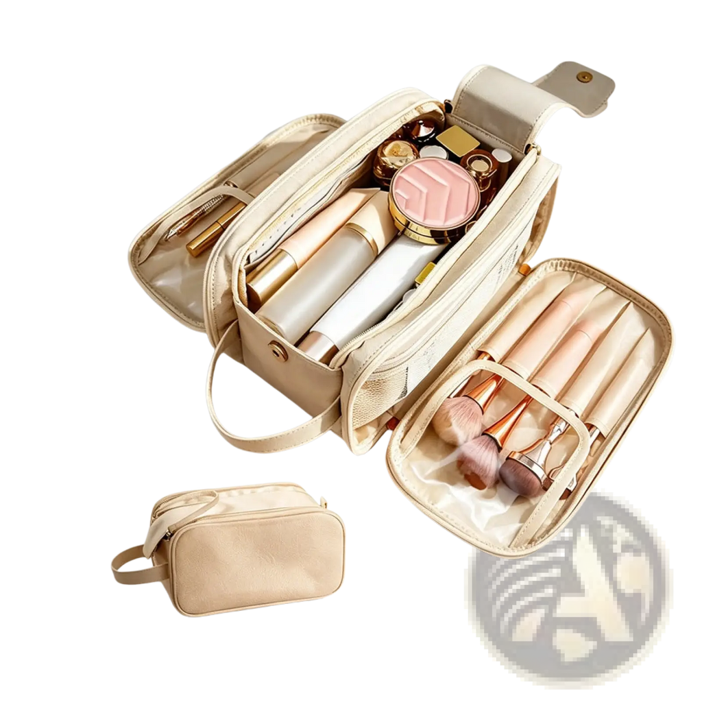 Large Travel Toiletry Bag Hanging Leather Makeup Case