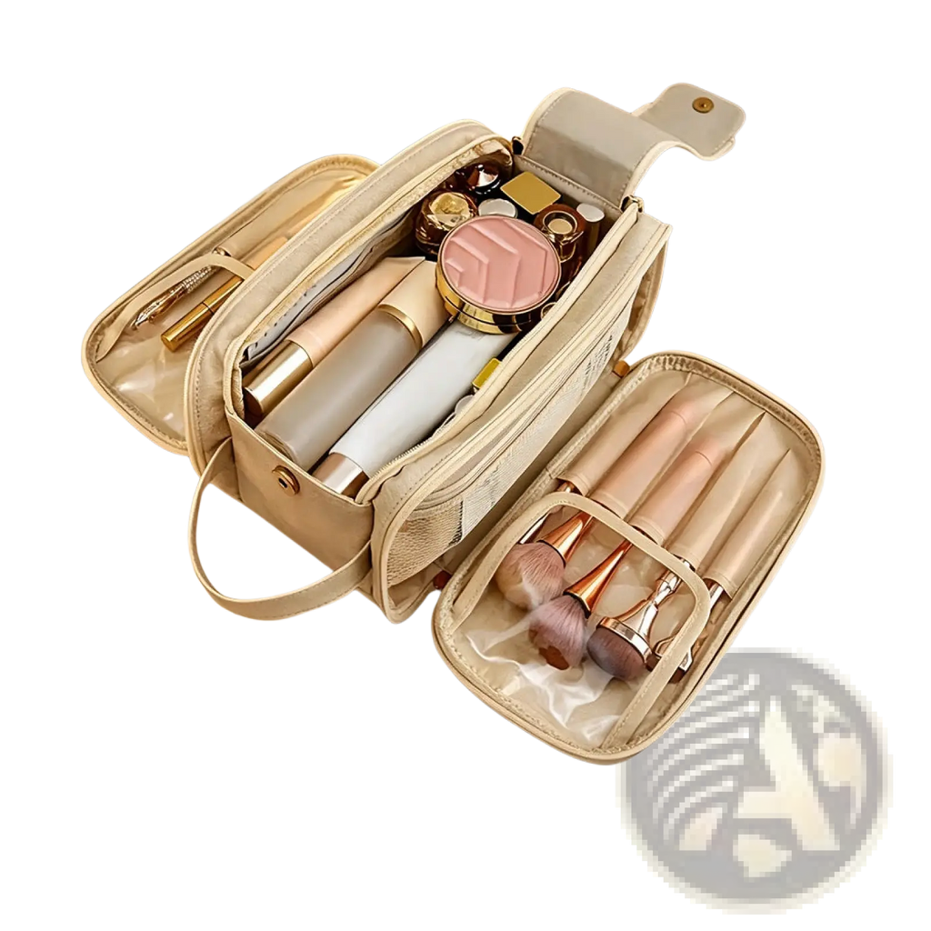 Large Travel Toiletry Bag Hanging Leather Makeup Case