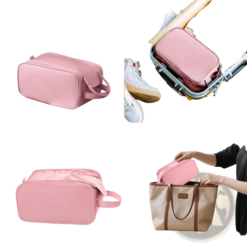 Large Travel Toiletry Bag Hanging Leather Makeup Case