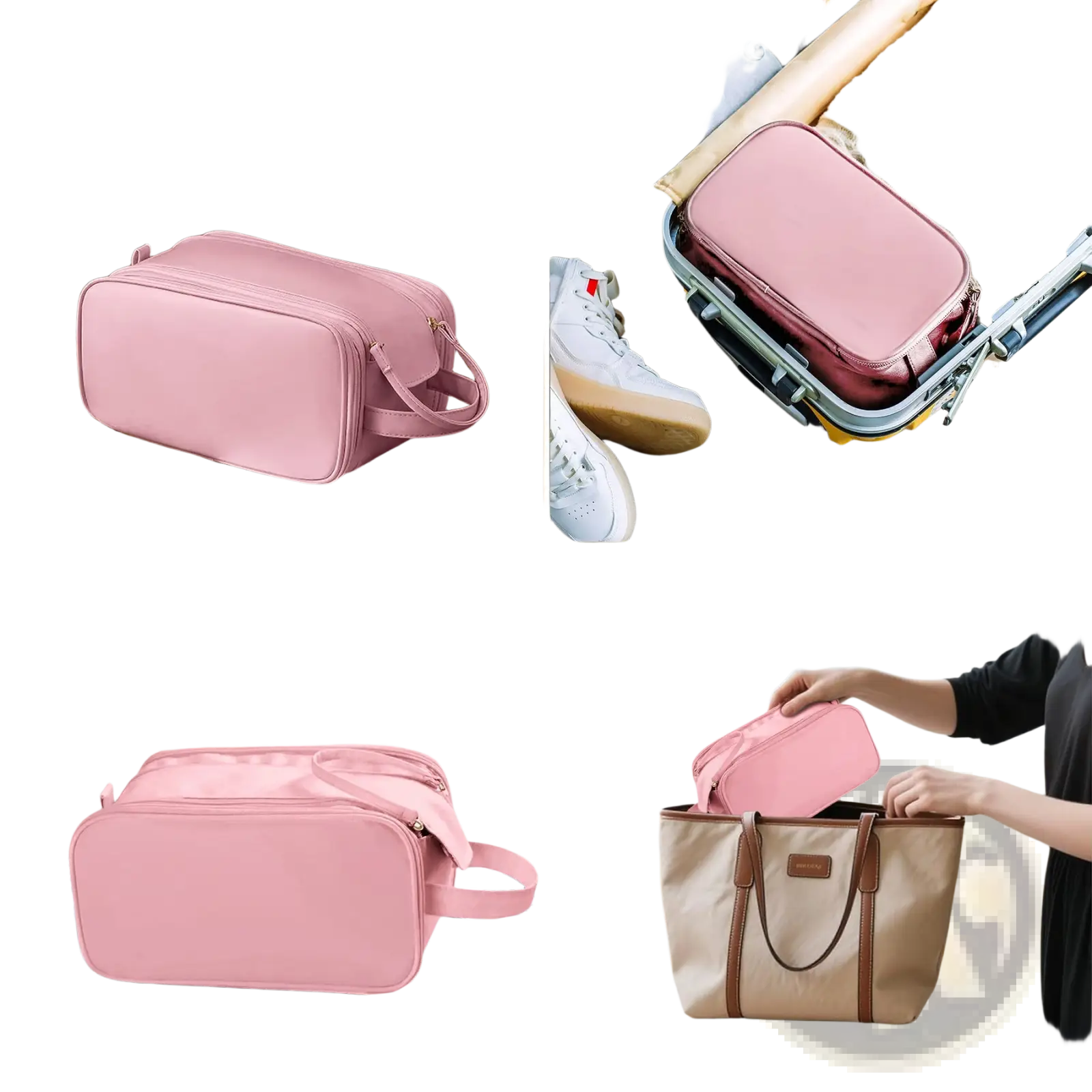 Large Travel Toiletry Bag Hanging Leather Makeup Case