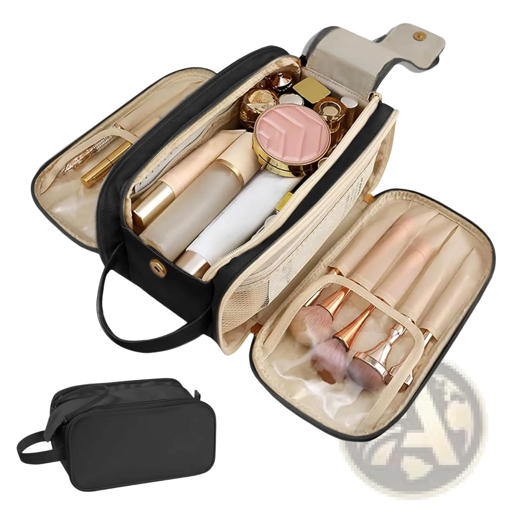 Large Travel Toiletry Bag Hanging Leather Makeup Case