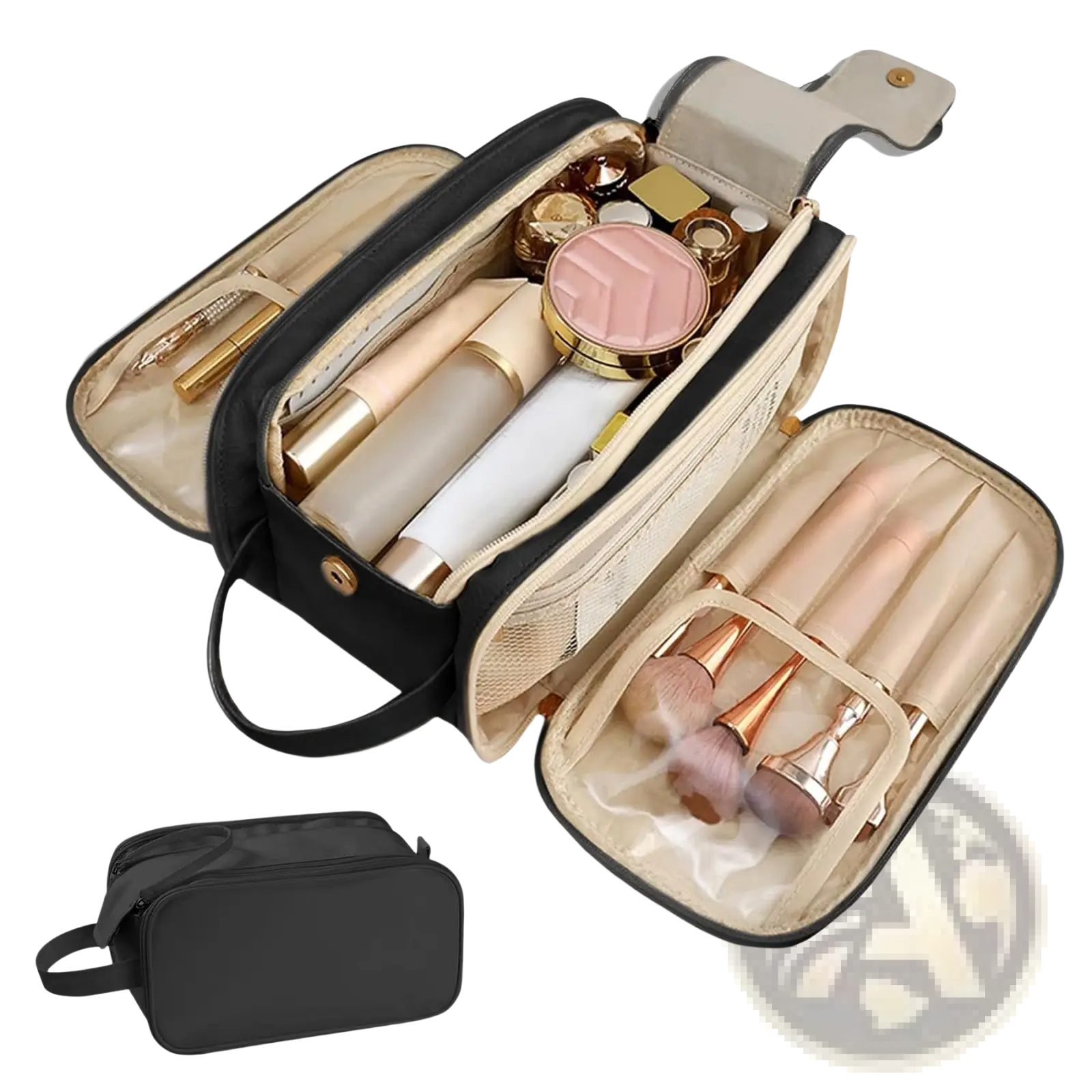 Large Travel Toiletry Bag Hanging Leather Makeup Case