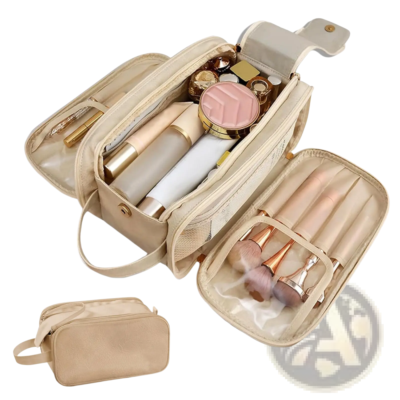 Large Travel Toiletry Bag Hanging Leather Makeup Case