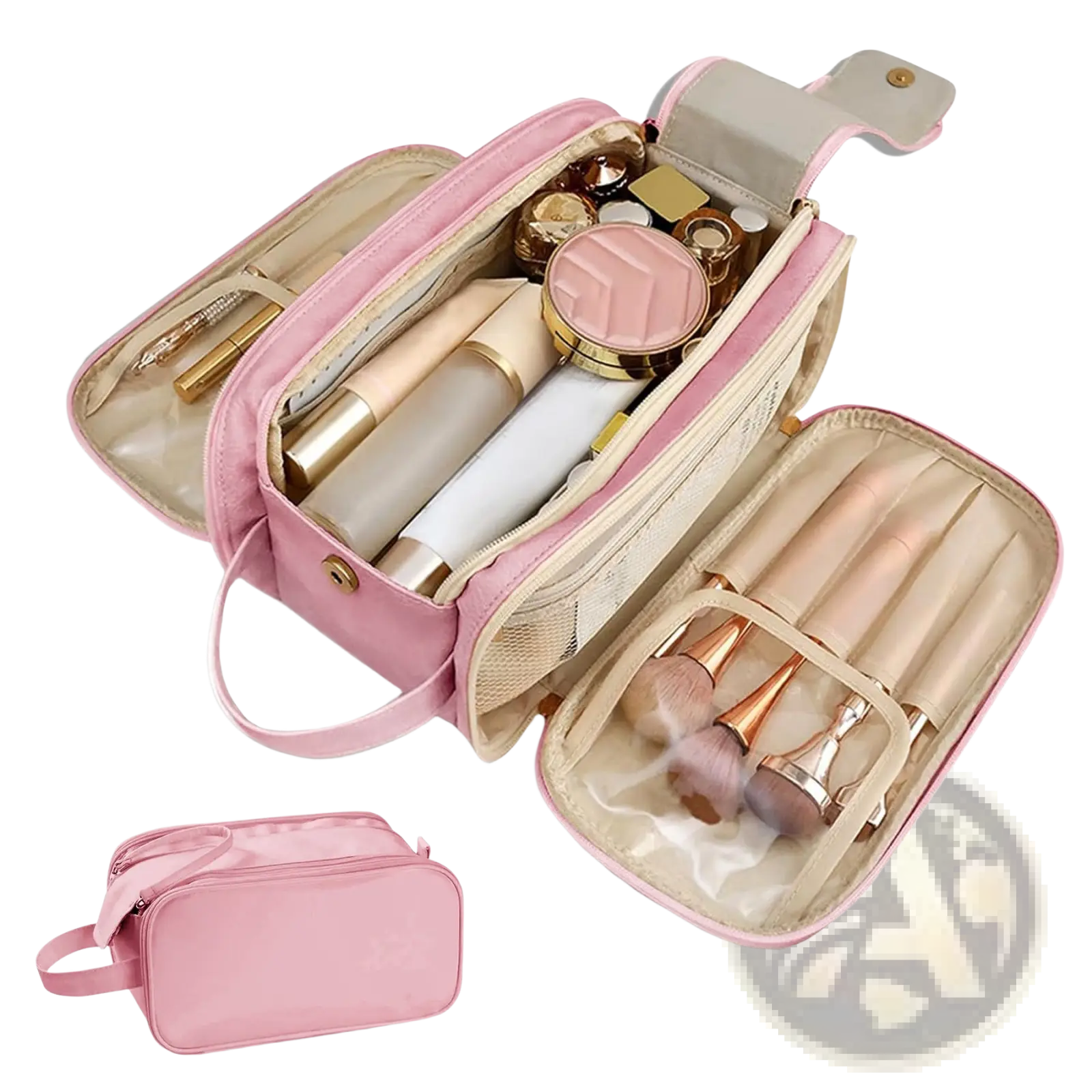 Large Travel Toiletry Bag Hanging Leather Makeup Case
