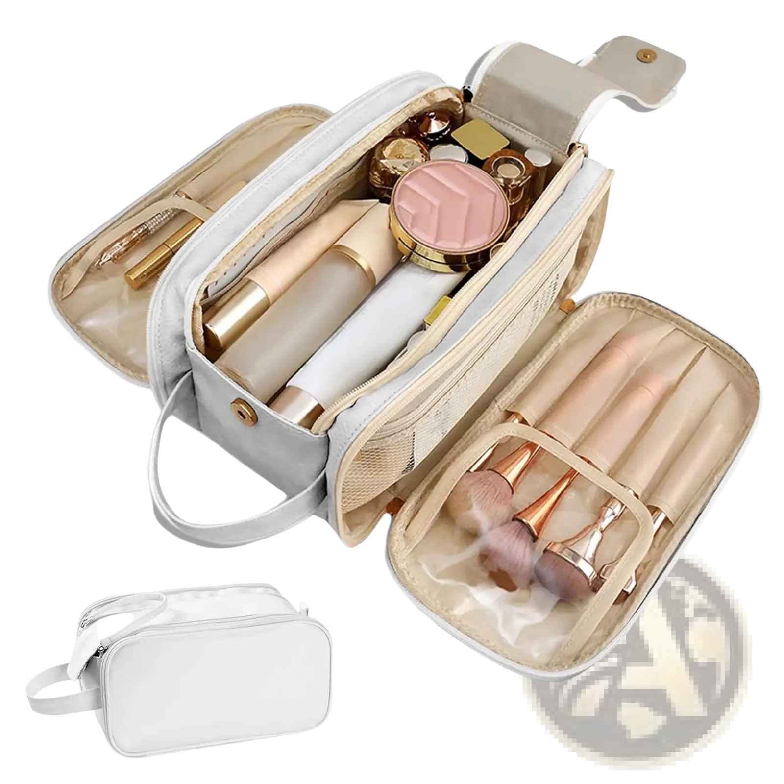 Large Travel Toiletry Bag Hanging Leather Makeup Case