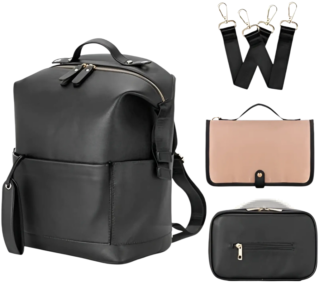 Leather Diaper Bag Backpack Large Capacity Set