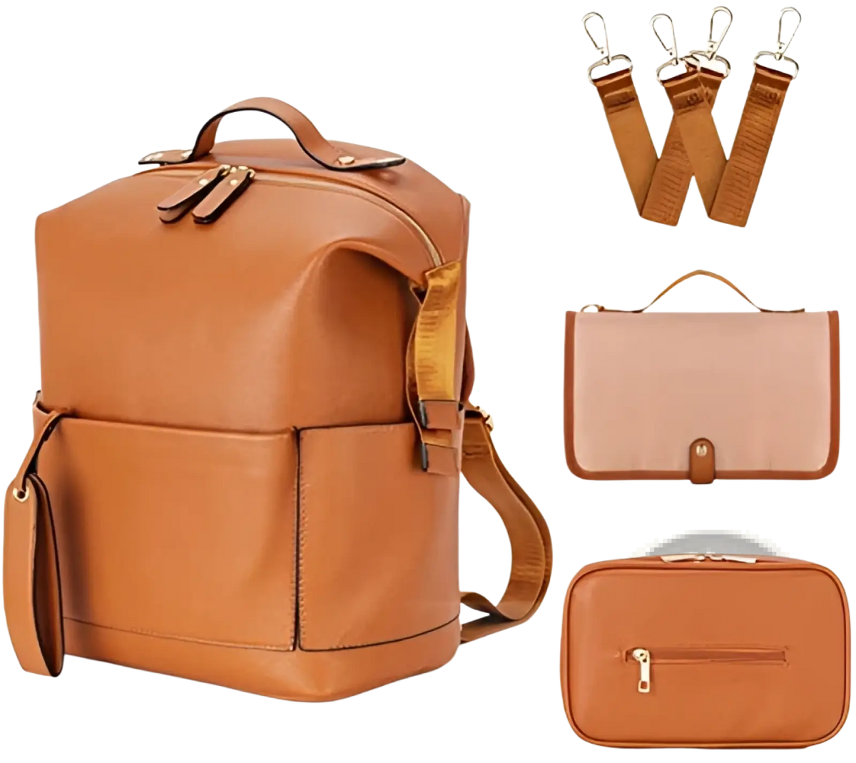 Leather Diaper Bag Backpack Large Capacity Set