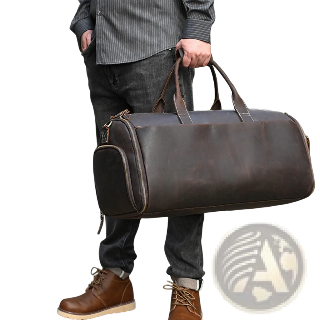 Leather Duffle Bag Vintage Large Folding Travel Bag