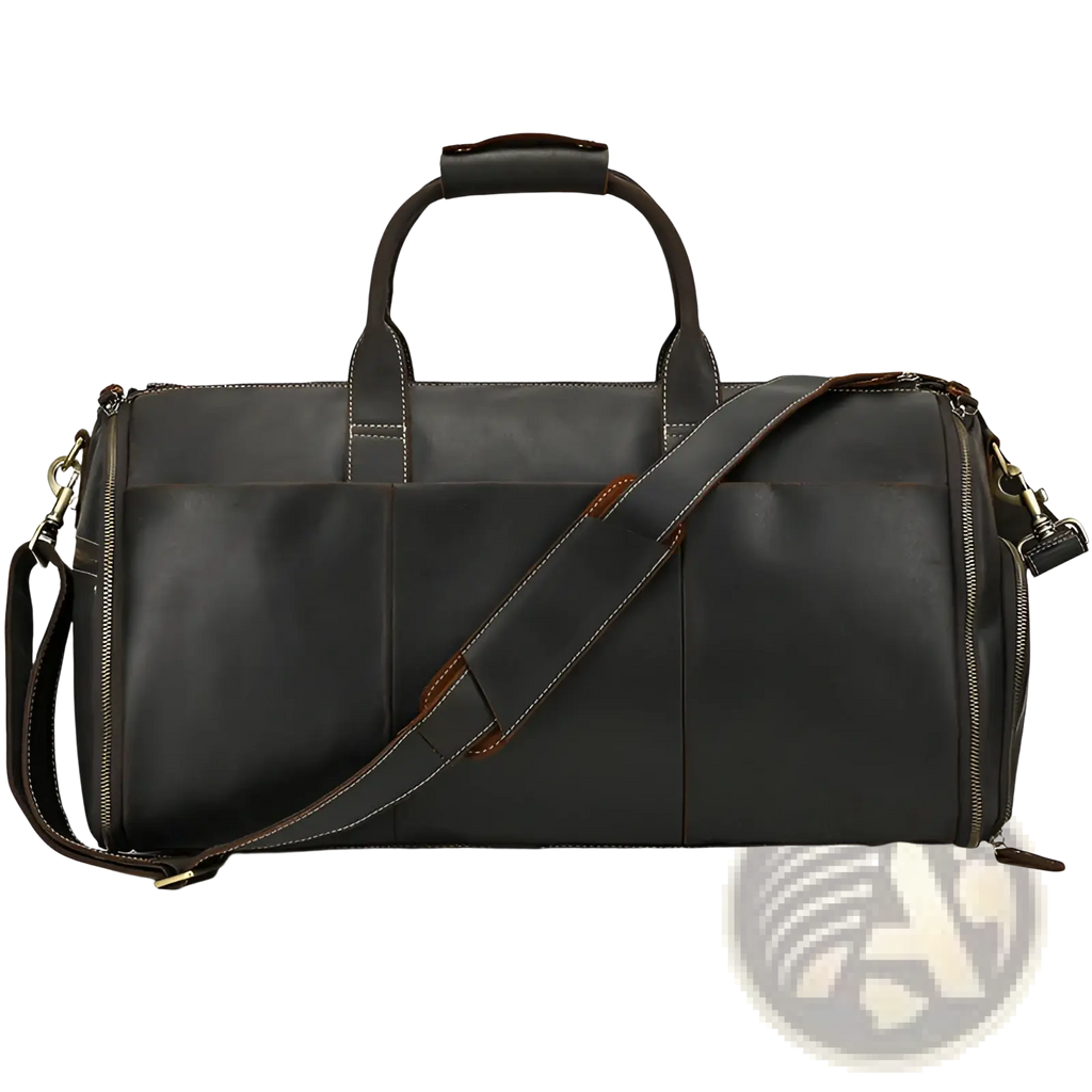 Leather Duffle Bag Vintage Large Folding Travel Bag