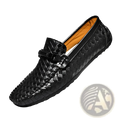 Leather Loafers Woven Buckle Slip on Casual Shoes