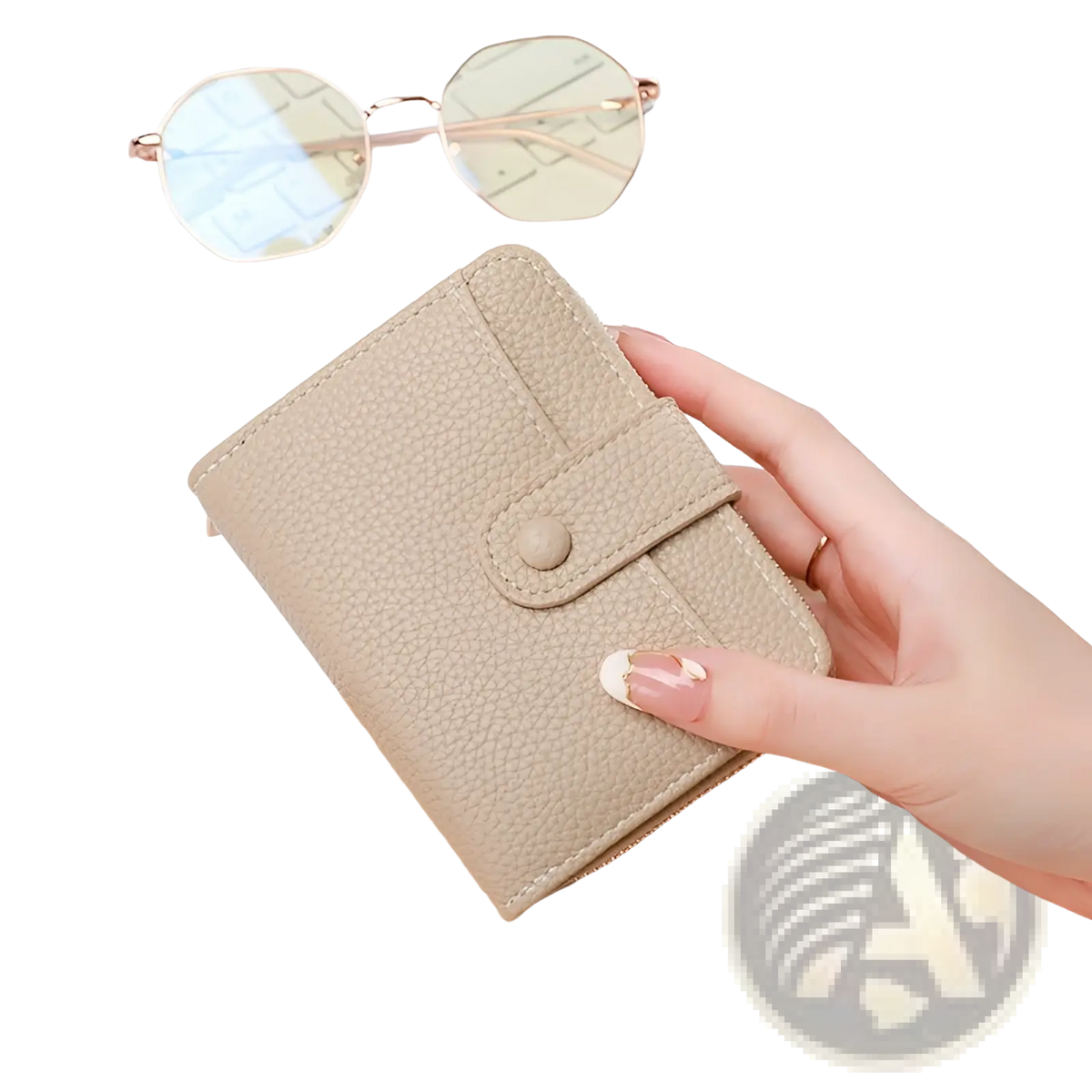 Leather Mini Organ Wallet with Button Closure