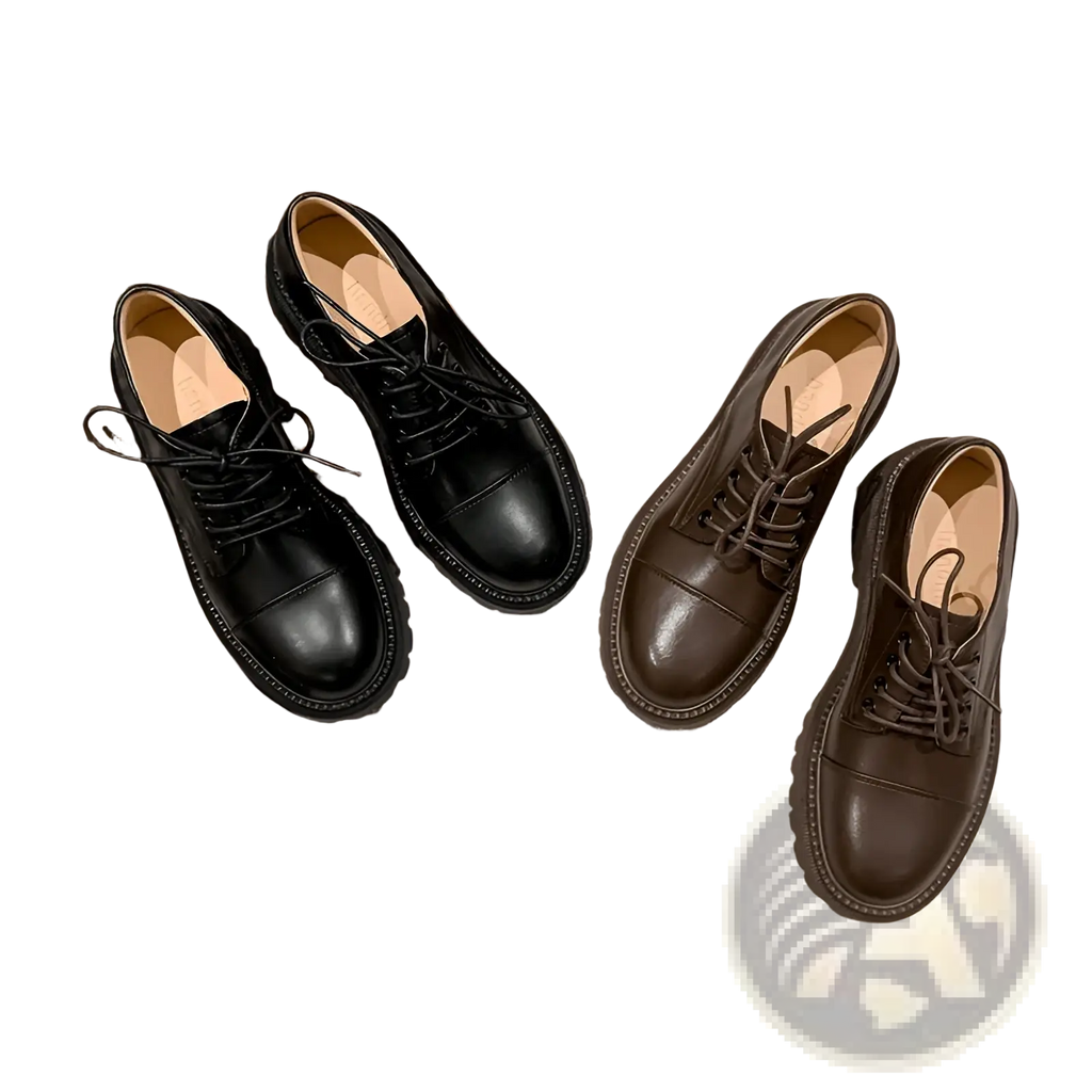 Leather Platform Oxford Shoes British Style Cowhide
