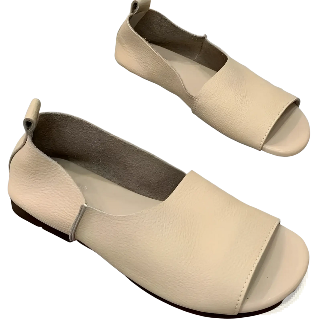 Leather Sandals Retro Soft Sole Peep Toe Slip Ons