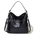 Leather Shoulder Bag Multi Zipper Crossbody Tote