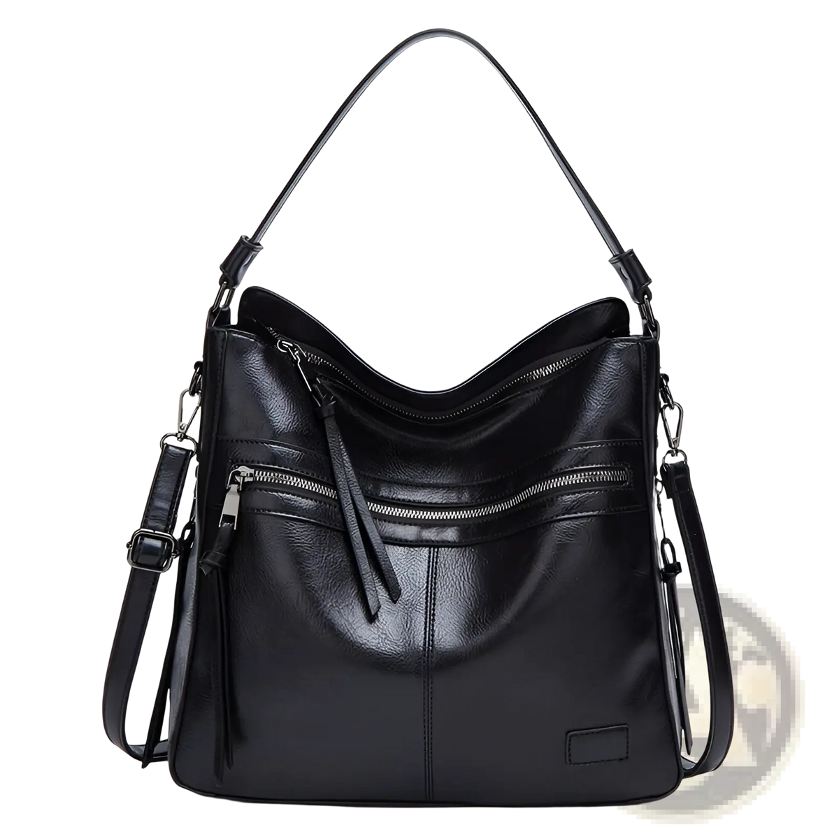 Leather Shoulder Bag Multi Zipper Crossbody Tote
