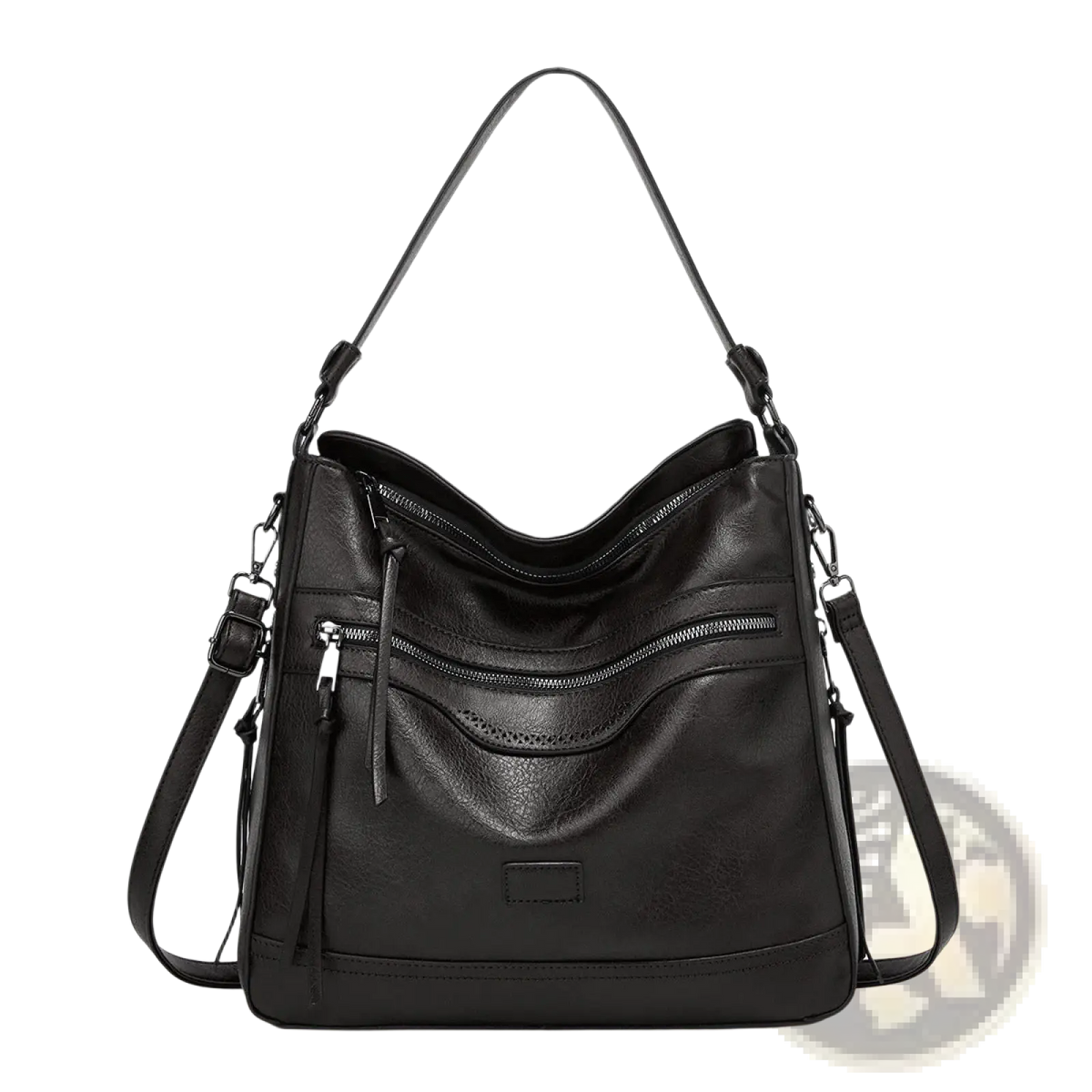 Leather Shoulder Bag Multi Zipper Crossbody Tote